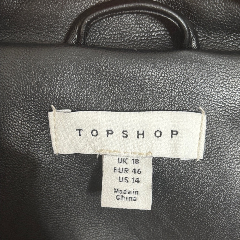Topshop Black Faux Leather Biker Jacket - Picture 2 of 8